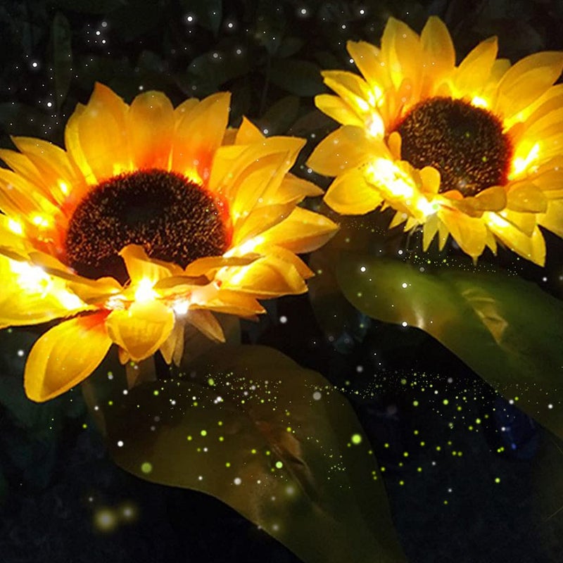 Greenke Solar Lights Outdoor, LED Sunflower Path Lights Decorative, Waterproof Garden Yard Patio Decoration - 2 Pack (Yellow) - Image 1